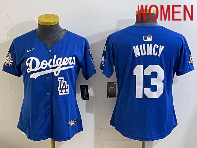 Women Los Angeles Dodgers 13 Muncy Blue Game 2024 Nike MLB Jersey style 112110